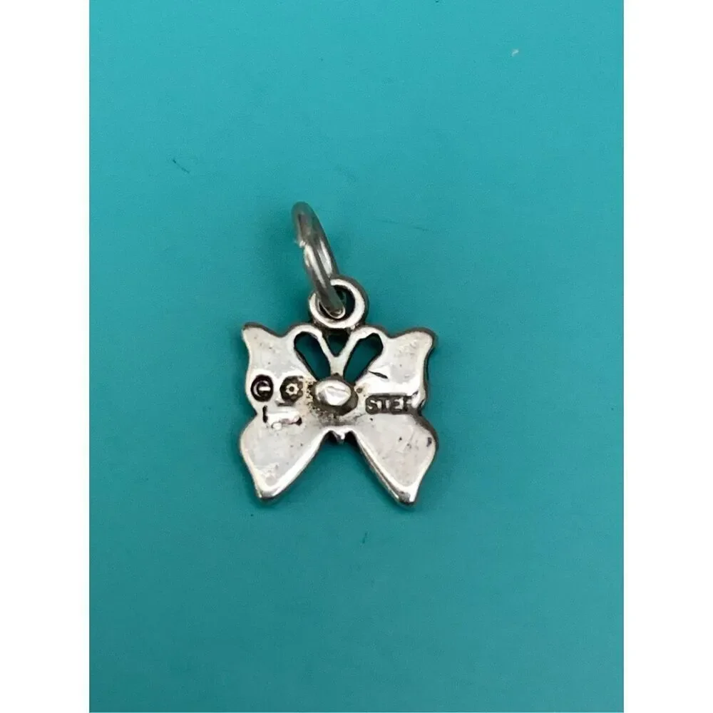 Butterfly Blue Brown Sterling Silver Jewelry Charm #garden